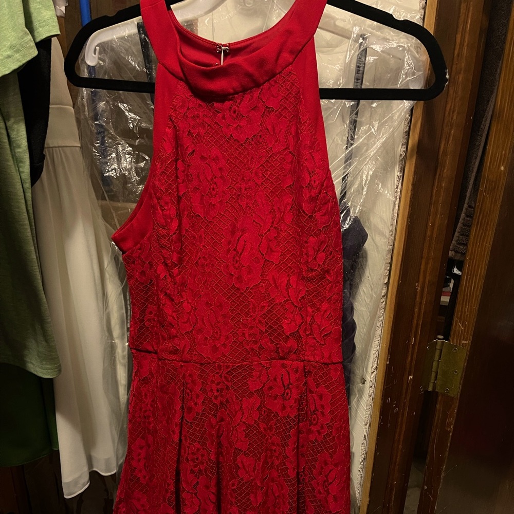 Red lace cocktail dress. Knee length Sz XL